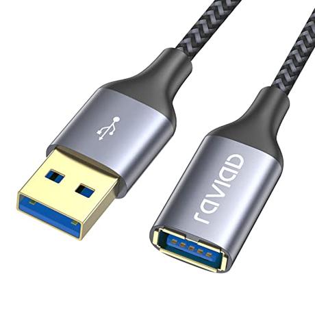 RAVIAD Cable Alargador USB 3.0 [2M], Cable Extension USB 3.0 Tipo A Macho a A Hembra Alta Velocidad 5 Gbps con Impresora, Cámara, Teclado, Hub, Pendrive, Disco Externo, Gafas VR, Ordenador y Otros
