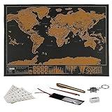 Mapa Mundi Rascar, Español Más El Mapa De Europa, Mapamundi Con Detalles Geografía Física, Laminas Decorativas Pared 42.5 * 30cm, Lamina Viajes Regalo, Poster Mapa Mundi para Viajeros