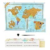 Mapa Mundi Rascar en Español + KIT PARA COLGAR PARED + Mapa de España con Provincias