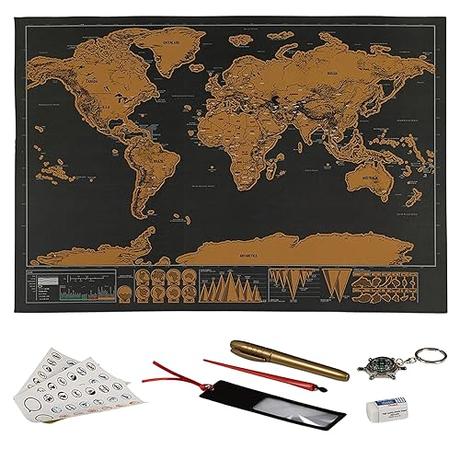 Mapa Mundi Rascar, Español Más El Mapa De Europa, Mapamundi Con Detalles Geografía Física, Laminas Decorativas Pared 42.5 * 30cm, Lamina Viajes Regalo, Poster Mapa Mundi para Viajeros