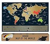 envami® Mapa Mundi Rascar I Mapas del Mundo para Marcar Viajes I 68 X 43 CM I Oro I Scratch Off Travel Map