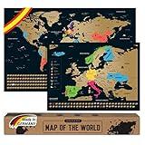 envami® Mapa Mundi Rascar I Español I Más el mapa de Europa I Mapas del Mundo para Marcar Viajes I 68 X 43 CM I Plata I Scratch Off Travel Map