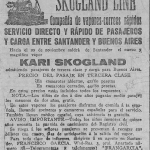 1923: Skogland Line,compañía de vapores y correos entre Santander y Buenos Aires