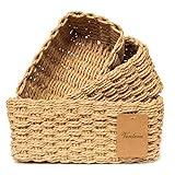 Verdenu Juego de 3 Cestas Almacenaje de Mimbre, en Forma de Cubo de Cuerda de Papel Reciclable, para Baño, Bodas, Cajones, Mesas, Cómodas, Cocinas, Salones