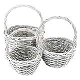 Ideen mit Herz - Juego de 3 cestas de mimbre, varios tamaños: 14, 18, 21 cm, con asa, gris, tejidos, redondos, ideales como regalo
