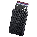 Hision Tarjeteros para Tarjetas de Credito, Automática Pop-up Billeteras de Protección RFID Cuero Cartera para Hombre y Mujer con Monedero