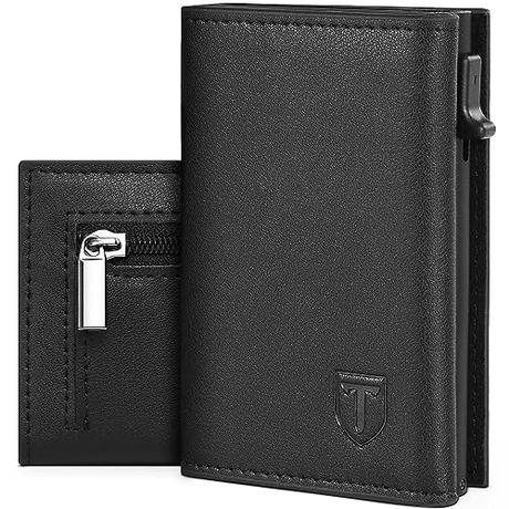 TEEHON Carteras para Hombre con Cierre Magnético | Tarjetero Hombre con Protección RFID & Compartimento para Billetes y Monedas, Ventana de identificación | Cartera Hombre Billeteras para Hombre Negro