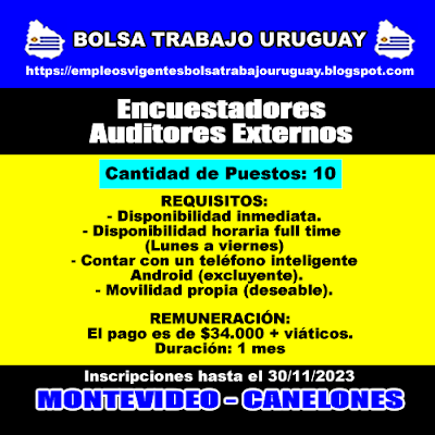 Encuestadores-Auditores Externos-Montevideo & Canelones