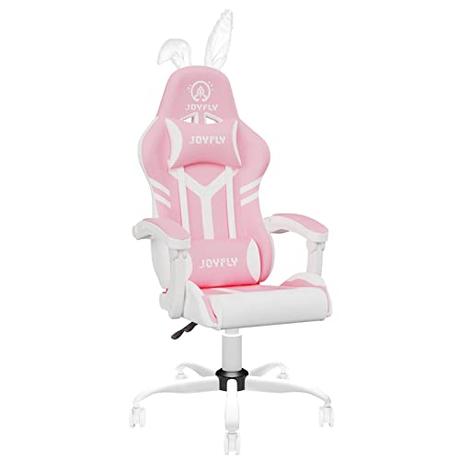 JOYFLY Silla Gaming Rosa con Respaldo Alto, Silla Oficina con Soporte Lumbar para Niñas, Silla Gamer Ergonómica para Juegos, Reposacabezas (Rosa)