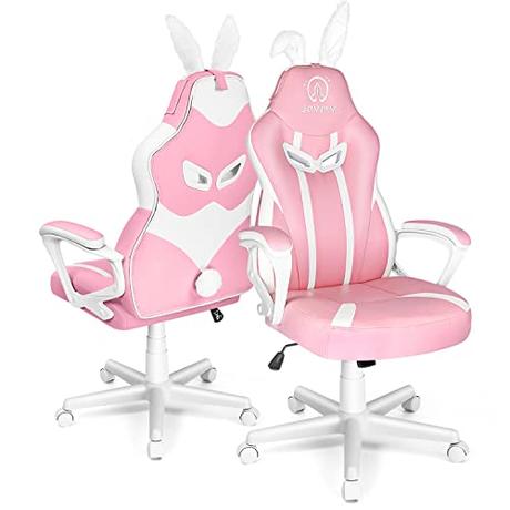 JOYFLY Silla de Juego Rosa Silla Gaming para Chicas Kawaii Silla Gamer con Reposabrazos Acolchados, Cuero Sintético PU Silla de Juegos Oficina Ajustable en Altura(Rosa)