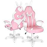 JOYFLY Silla de Juego Rosa Silla Gaming para Chicas Kawaii Silla Gamer con Reposabrazos Acolchados, Cuero Sintético PU Silla de Juegos Oficina Ajustable en Altura(Rosa)