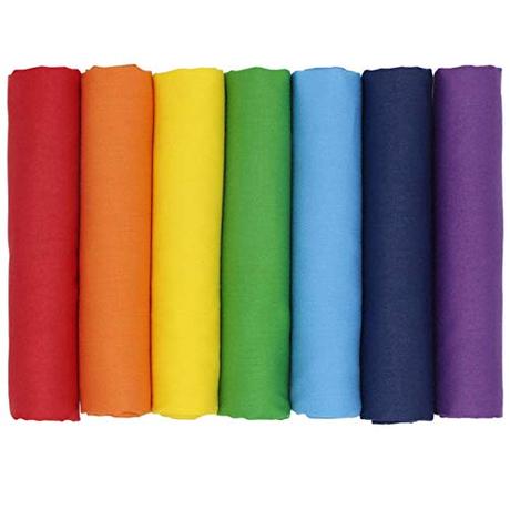 Aufodara – Juego de 7 tejidos de algodón arco iris – Tejido de costura – 19,7 x 17,7 pulgadas – Ropa de costura – Arco iris – Tela de costura – 19,7 x 17,7 pulgadas