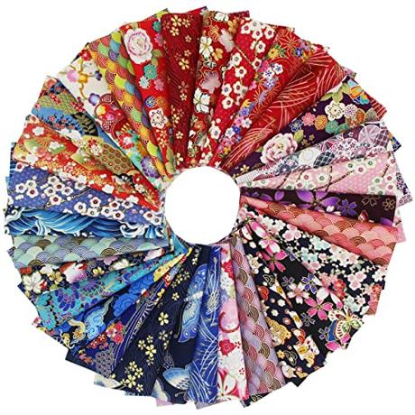 30 piezas Tela algodón Telas Japonés Bronceadora Estampada Patchwork 20 x 25 cm Rectangular Algodón Para Coser DIY Telas Decorativas Costura Retales Tela Quilting Scrapbooking (vistoso, dorado)
