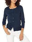 Amazon Essentials Jersey Cárdigan de Cuello a La Caja Ligero (Disponible en Tallas Grandes) Mujer, Azul Marino, L