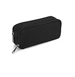 Della Gao Estuche de Gran Capacidad Bolsa de lápiz Estuche Organizador de papelería con 2 Compartimentos para Office Man Woman, Negro