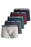 JACK and JONES Pack de 5 bóxers Jacoliver Trunks para hombre, gris oscuro jaspeado, talla L EU