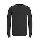 Jack & Jones Hombre Básico Knit Crew Cuello - Dark Gris Melange - M
