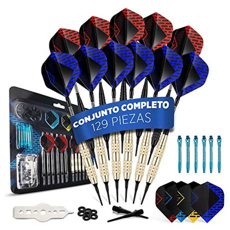 DartPro Dardos 12 Dardos para Diana [18g] - Dardos de Punta Suave para Diana electrónica - Set de Dardos[Incl. 6 barriles de dardo + 21 Plumas de dardo]