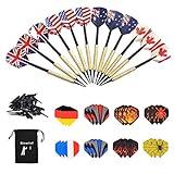 Sinwind 12 Dardos Punta Plastico para Diana Electrónica, Dardos Diana Electronica de Profesionales + 36 Plumas de 12 Patrones + 36 Puntas