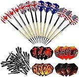 Nabance 12 Dardos para Diana Electrónica, Dardos Punta de Plastico con 12 Cañas de Aluminio y 24 Pluma en 8 Patrón y 36 Puntas de Dardos, para Casa y Principiantes, Regalo de Niño