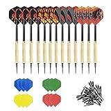 12 Piezas Dardos Punta de Plastico, Dardos para Diana Electrónica con 24 Vuelos Adicionales 8 Motivos, 100 Puntas de Dardos de Plástico para Intercambiar