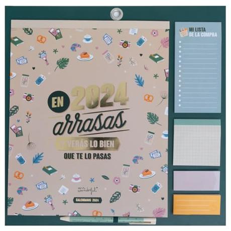 Mr.Wonderful Calendario de pared magnético 2024, En 2024 arrasas y verás lo bien que te lo pasas, 34 x 35 x 0,5