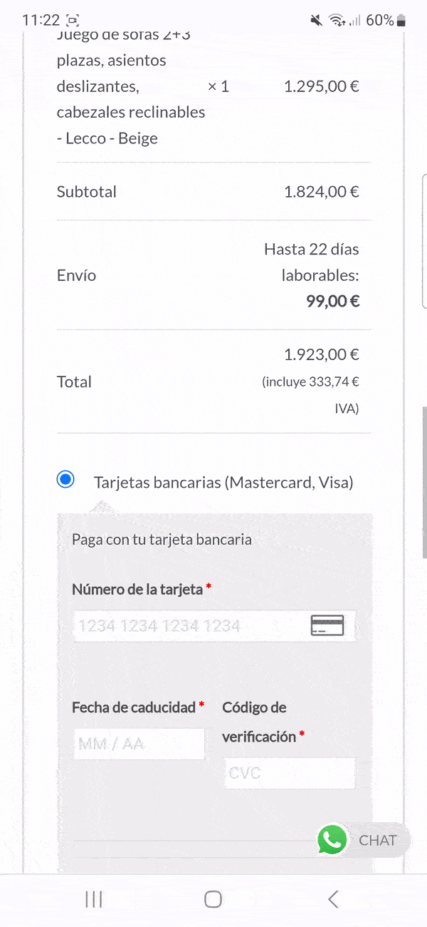 Elegir métodos de financiación en tienda de muebles Meblero