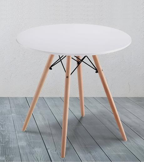 Medidas de mesa de comedor: ¿Cómo elegir la mesa adecuada? Mesa de comedor redonda estilo nórdico, pequeña, 4 patas madera, blanca. - Malmo