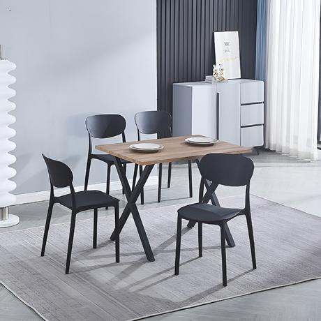 Medidas de mesa de comedor: ¿Cómo elegir la mesa adecuada? Juego comedor mesa 100 x 70 cm, patas metálicas forma X, sillas plástico - Vigone