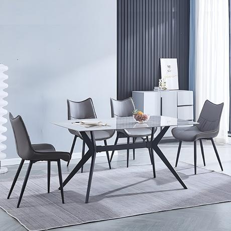 Medidas de mesa de comedor: ¿Cómo elegir la mesa adecuada? Conjunto comedor mesa rectangular, 160 x 90 cm, 4 sillas piel sintética, gris - Chieri