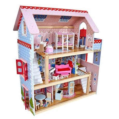 KidKraft Casa de muñecas de Madera Chelsea Cottage con Muebles y Accesorios para Mini muñecas de 12 cm, Casita para Miniature Figuras, Juguetes niños y niñas Desde 3 años (65054) Exclusivo en Amazon