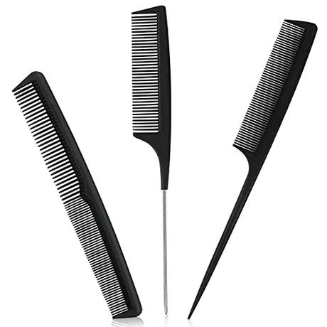 Sularpek Peine, 3 Piezas Peine de Fibra de Carbono, Peine de Cola, Peine de Peluquería Profesional, Peine de Barbero, Peines para Hombres y Mujeres, Antiestático y Resistente al Calor