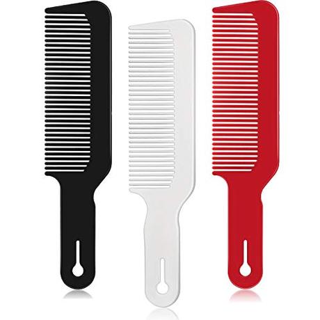 3 Paquetes de Peines de Peluquero Peine de Podadora Plano Superior Peines de Corte de Cabello Ideal para Cortadoras y Flattops (Negro, Blanco, Rojo)