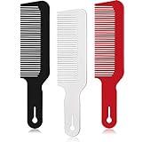 3 Paquetes de Peines de Peluquero Peine de Podadora Plano Superior Peines de Corte de Cabello Ideal para Cortadoras y Flattops (Negro, Blanco, Rojo)
