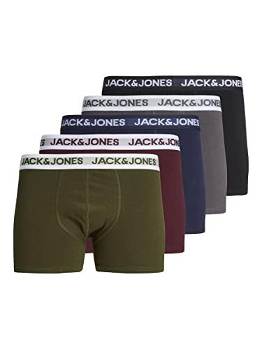 Jack & Jones Jacblack Friday Trunks Online Ln-Juego de 5 anzuelos Calzoncillo, Port Royale/Pack de imán, Color Verde y Negro, M para Hombre