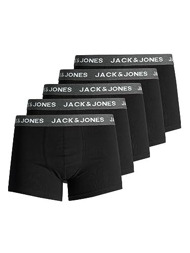 JACK and JONES Pack de 5 bóxers Jacoliver Trunks para hombre, gris oscuro jaspeado, talla L EU