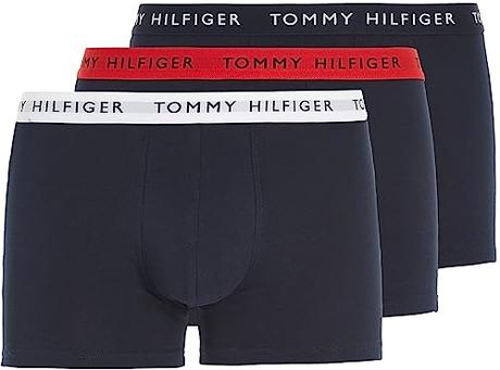 Tommy Hilfiger Hombre Pack de 3 Bóxers Trunks Ropa Interior, Multicolor (Desert Sky/White/Primary Red), M