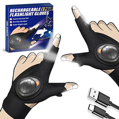 GREENEVER Guantes Led Regalos San Valentin Hombre - DíA del Padre Regalos Originales para Hombre Guantes con Luz Led Recargable Accesorios De Pesca Ideas Regalo De CumpleañOs para Papá