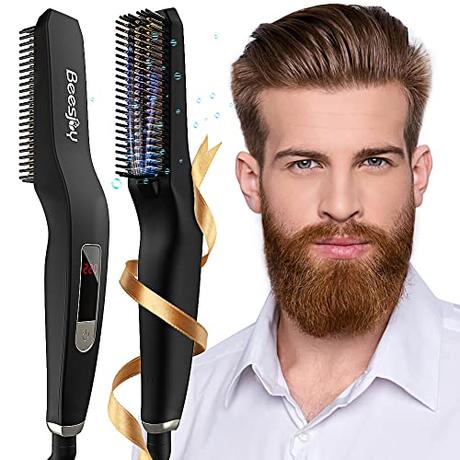 El Mejor 10 san valentin hombre de 2024: La Elección de los Especialistas Cepillo Alisador de Barba para Hombres, Beesjuy Cepillo Alisador con Calefacción Iónica, LCD Peine para la Barba, 6 Temperatura Ajustable, Regalo de San Valentin para Hombres