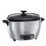 Russell Hobbs Arrocera Maxicook - Capacidad 5 litros, 14 Tazas, Bandeja para Cocinar al Vapor, Función Mantener el Calor, Recipiente Antiadherente, Espátula, Vaso Medidor, Inox., 1000 W - 23570-56