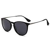 SUNGAIT Gafas de Sol Polarizadas Mujer Hombre Retro Redondas Unisex UV400 Proteccion(Marco Negro/Lente Gris)-SGT567