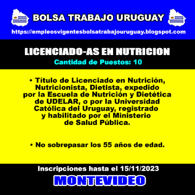 LICENCIADO-AS EN NUTRICION LICENCIADO-AS EN NUTRICION