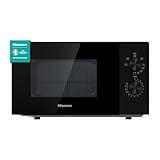 Hisense H20MOBP1G, Microondas con Grill, Capacidad de 20 L, 700 W de Potencia, 900 W Grill, 5 Niveles, Temporizador 30 Min, Modo Descongelar, Tirador, Color Negro