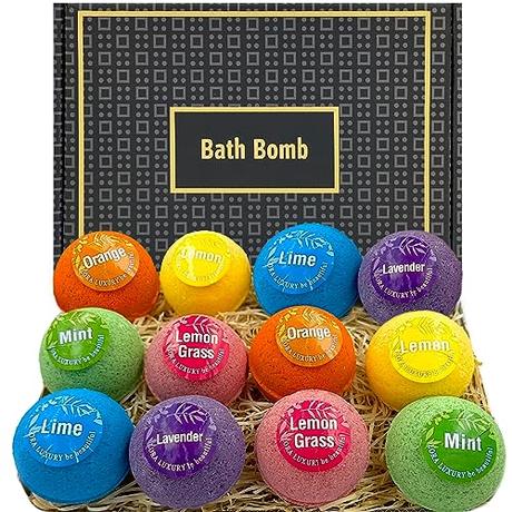 Bombas de baño - 12 bombas de baño con aceite esencial puro - Manteca de karité y coco - Ingredientes naturales