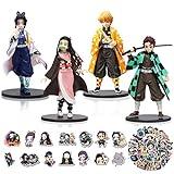SAMGOLD Demon Slayer Figuras 4 Piezas, Dibujos Animados Figuras con 50 Pegatinas, Anime Action Model Figure, Collectible Models Figuras, Anime Figuras