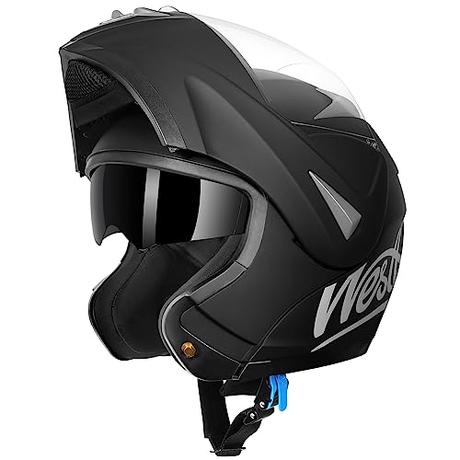 Westt Casco Moto Hombre y Mujer, Casco Integral, Casco abatible, Casco Moto Tipo Jet, Chopper, ciclomotor, Scooter, Casco Modular de Moto, Certificado ECE Dot, Negro, S (55-56 cm)