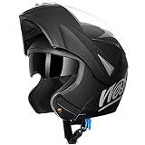 Westt Casco Moto Hombre y Mujer, Casco Integral, Casco abatible, Casco Moto Tipo Jet, Chopper, ciclomotor, Scooter, Casco Modular de Moto, Certificado ECE Dot, Negro, S (55-56 cm)