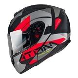Casco Modular Marca MT Helmet Atom Rojo y Gris Mate Talla L 59/60 con Gafas Solares