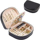 Procase Organizador de Joyas Portátil, Joyero Pequeño para Viaje Caja Joyería para Mujer Chica Guarda Anillos Pendientes Pulseras -Negro