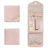 Weigudoc Bolsa Rollo de Joyas, Organizador para Joyas de Viaje, Plegable Enrollable Joyería Estuche, Portáti Bolsa Almacenamiento para Anillos, Pendientes, Collares, Relojes, Pulseras, Broches(Rosa)